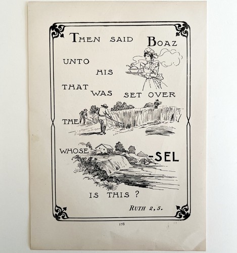 1901 Bible Passage Ruth 2:5 Victorian Word Symbol Puzzle Religious DWDD7 Item image 2