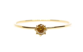 18K Yellow Diamond Ring Lab Created diamond Dainty ring Minimalist diamond ring - £159.60 GBP