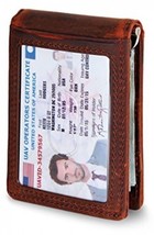 Travel Wallet RFID Blocking Bifold Slim Genuine Leather Mens Wallet Canyon Red - £69.28 GBP