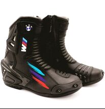 Mens New Half Long BMW Motorbike Leather Shoes Motorcycle Racing Biker B... - $191.70