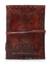 18 Cm Genuine Leather Pentagram Star Grimoire Journal Book of Shadows Spell Diar - £23.62 GBP