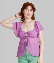 Women&#39;s Flutter Short Sleeve Fly Away Top Size Small Wild Fable Vibrant Purple - £9.39 GBP