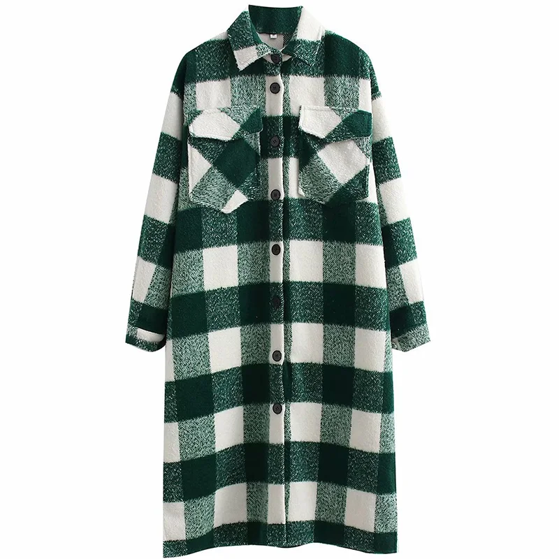 OneBling 2021   Woman Casual Traf Jacket Autumn Winter Thicken Plaid Trench Coat - £154.00 GBP