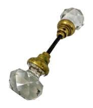 Antique Facet Cut Glass Door Knob Crystal Brass Old House Hardware Replacement - £155.19 GBP
