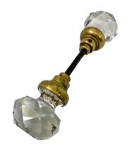 Antique Facet Cut Glass Door Knob Crystal Brass Old House Hardware Replacement - £155.17 GBP