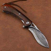 Damascus Hunting Knife Folding Blade Outdoor Home Kitchen Tool Groomsmen... - £55.23 GBP