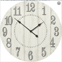 Whitewashed Plank Wood White Wall Clock - $174.23