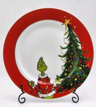 Dr Seuss Grinch Dinner Plate Christmas Holiday Red Gold Rim Brand New Sh... - $16.82