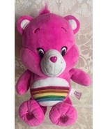 Care Bear Cheer Bear Teddy Rainbow Tummy Pink Plush Soft Toy2015 Works - $16.73 CAD