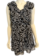 iZ Byer Black with White Polka Dots Sleeveless V neck Faux Wrap Dress Si... - $176.69 MXN