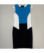 Calvin Klein Blue and White Sheath Midi Dress Crew Neck - €16,81 EUR
