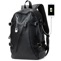 Men&#39;s Personalized Backpack Fashion PU Leather Backpack Computer Bag Fitness Bag - £120.17 GBP