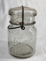 Ball IDEAL Bail Wire Clear Smoky Quart Glass Canning Jar With Lid Vintage - £8.24 GBP