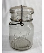 Ball IDEAL Bail Wire Clear Smoky Quart Glass Canning Jar With Lid Vintage - $10.31