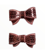 Mini Sequin Hair Bow Clips - Set of 2 Delicate Accessories - £17.72 GBP