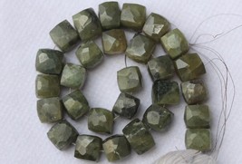 8 inches long strand faceted cat&#39;s eye gemstone cube beads, 6.5 mm -- 8 mm, natu - £25.07 GBP