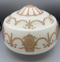 Vtg 30s Art Deco Glass Ceiling Light Shade Globe Pendant White Beige Print - $1,749.41 MXN