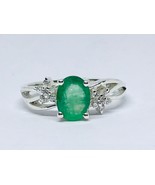 Natural 3.21 carat emerald ring for women with white topaz - £124.69 GBP