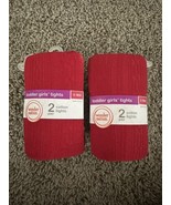 2X Wonder Nations Girls Heavyweight Tights 2 Pack Red and White 6-18M - $234.61 MXN