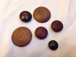 Mixed Lot 6 Trimmed Oak Walnut Wood Vtg Antique Knobs Finials Pulls 3.5 ... - £13.36 GBP