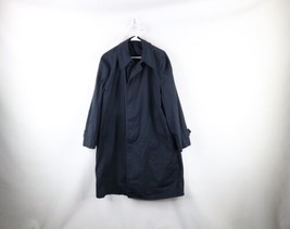 Vintage 70s Streetwear Mens 42R Faded Trench Coat Rain Jacket Navy Blue USA - £43.32 GBP
