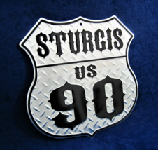 STURGIS US 90 Shield -*US MADE* Embossed Metal Sign - Man Cave Garage Ba... - £14.90 GBP