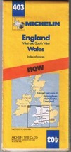 Michelin Map 403 United Kingdom England West &amp; South West Wales 1980 - $9.89