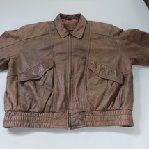 Vintage Expressions International Mens Brown Genuine Leather Bomber Jacket XL 46 image 14
