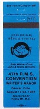 Matchbook Cover 47th RMS Convention Writer&#39;s Manor Denver Colorado - $1.36