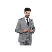Men 3pc European Vested Suit WESSI by J.VALINTIN Extra Slim Fit JV21 gray silver image 3