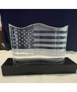 Patriotic USA Flag Shannon Crystal Desk Paperweight With Black Base - $18.81