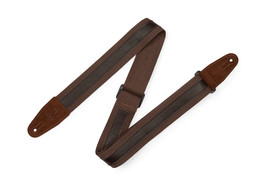 Levy&#39;s 2&quot; Combo Series Strap with a 1&quot; Dark Brown Leather Strip on Brown Cotton - £27.93 GBP