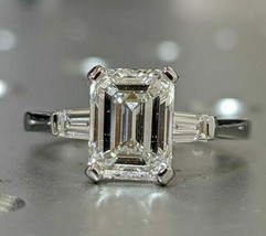 Emerald Cut 2.65Ct Simulated Diamond White Gold Plated Engagement Ring Size 7.5 - £108.35 GBP