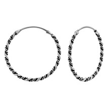 Twisted Hoop Earrings 25 mm 925 Sterling Silver - £14.93 GBP