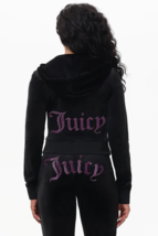 Juicy Couture Technicolor Big Bling Velour Tracksuit Liquorice Black w/P... - $99.00