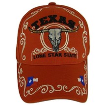 Texas Lone Star State Adjustable Baseball Cap with Flag and Longhorn (Red) - £12.51 GBP