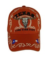 Texas Lone Star State Adjustable Baseball Cap with Flag and Longhorn (Red) - £12.74 GBP