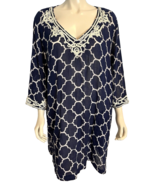Lands&#39; End Women&#39;s Swimsuit Cover Up Navy Blue/White 2X - €29,34 EUR
