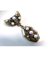 Vintage Brooch Pendant Locket Enamel &amp; Pearl Austro-Hungarian Style - $104.50