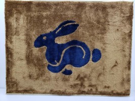 Vintage Wall Art Folk Collage Fur Blue Rabbit 36&quot;x27&quot; Framed - £142.23 GBP
