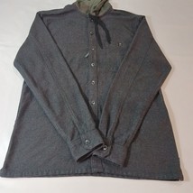 Billabong Baja Flannel Shirt Men's Gray Cotton Hooded Camo Button Up Shirt Sz M image 15