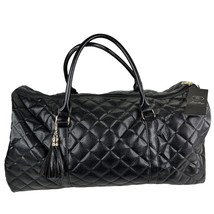 Luna Bags Quilted Duffle Bag Black Goldtone Hardware Pocket New - $47.42 CAD