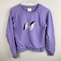 Hanna Andersson Purple Crew Sweatshirt Horse Pony Front Girls 160 CM US 14 16 - £21.57 GBP