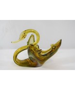 Sooner Art Glass Swan Bowl Green Swirl Ribbon Blown Swung Glass Hoosier? - £22.68 GBP