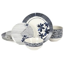 Gibson Home Eliza 12-Piece Ceramic Dinnerware Set, White, Modern Design - $87.99