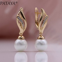 PATAYA New White Round Shell Pearl Long Earrings Women Romantic Fine Fashion Jew - £15.16 GBP