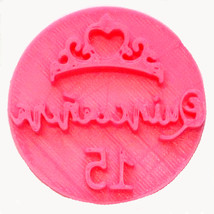 Quinceanera Word With Princess Tiara Crown Cookie Stamp Embosser USA PR4006 - £2.36 GBP