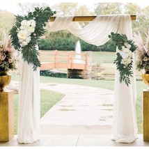 Wedding Arch Flowers Kit With White Draping Fabric(Pack Of 3),2Pcs Artif... - £48.58 GBP