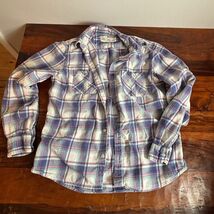 Urban Pipeline Mens Large Plaid Button Down Shirt Blue Pink Cotton Long ... - $21.78