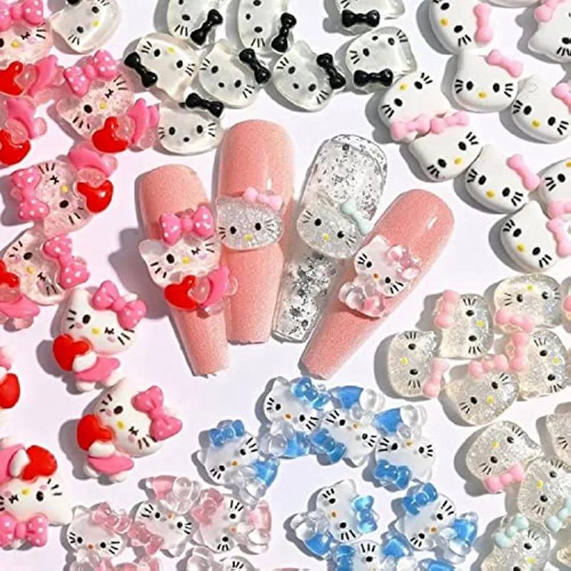 20Pcs Sanrios Hello kitty Cute Resin Nail Art Charms Happy Animals Jelly Sweet - £7.14 GBP+